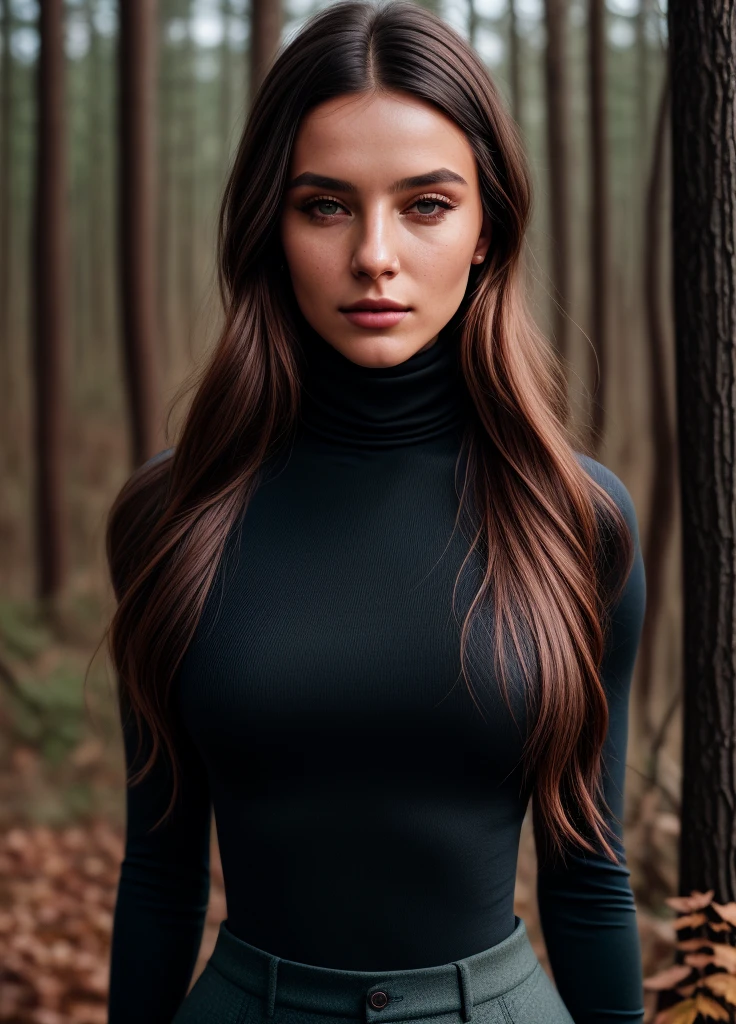 A stunning intricate full color portrait of (sks woman:1), wearing a black turtleneck, epic character composition, by ilya kuvshinov, alessio albi, nina masic, sharp focus, natural lighting, subsurface scattering, f2, 35mm, film grain, 