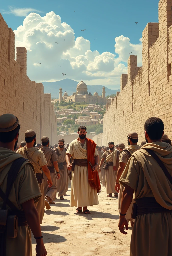 Nehemiah Building CREATE IMAGE OF NEHEMIAH BUILDING THE WALLS - SeaArt AI