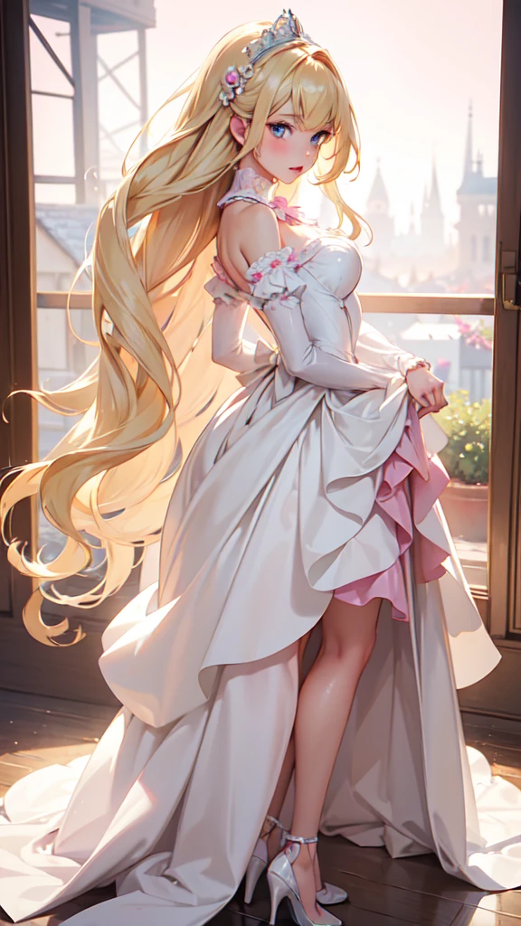 latifafleuranza, <lora:latifafleuranza-lora-nochekaiser:1>,
latifa fleuranza, (yellow hair:1.5), blue eyes, long hair, (flat chest:1.2),
BREAK diadem, tiara, elbow gloves, gloves, white gloves, dress, frilled dress, long skirt, frilled skirt, corset, (pink dress:1.5),
BREAK looking at viewer, full body,
BREAK indoors,
BREAK <lyco:GoodHands-beta2:1>, (masterpiece:1.2), best quality, high resolution, unity 8k wallpaper, (illustration:0.8), (beautiful detailed eyes:1.6), extremely detailed face, perfect lighting, extremely detailed CG, (perfect hands, perfect anatomy),
