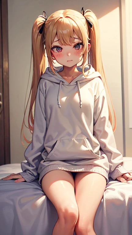 sweet girl, oversized_sweater, panties, blush, fullbody, socks, kind smile, from below