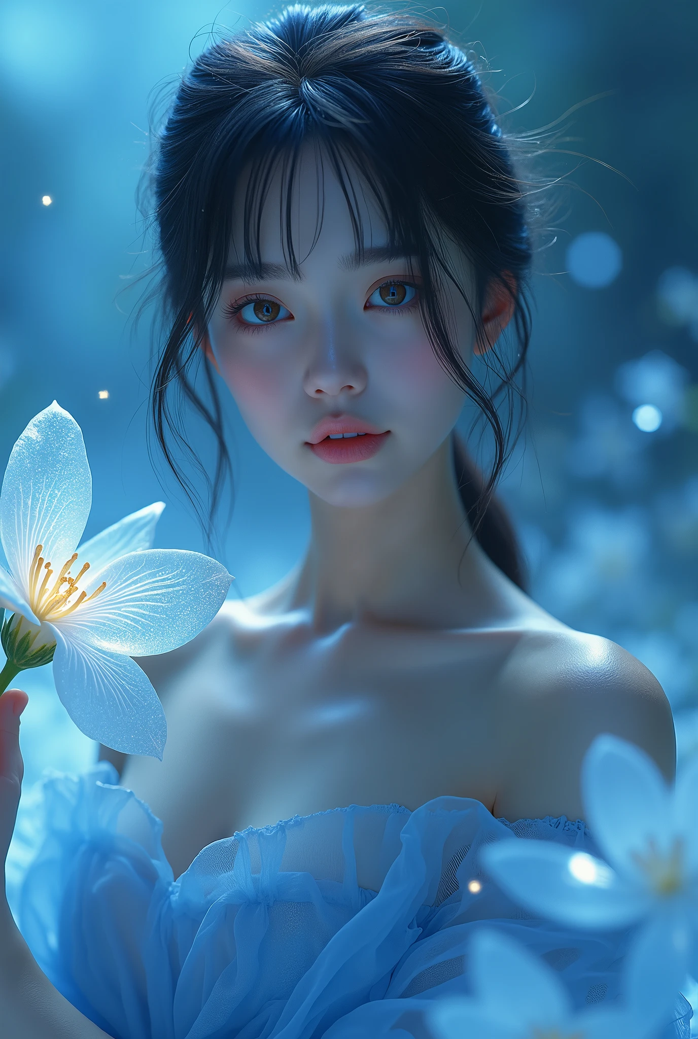 (((nsfw))), Digital analysis, anime style, woman, elemental magician surrounded by blue flames and yellow lightning, chaos of colors, gold and ice stones, depth of field, beautiful, highly detailed, surreal, cinematic lighting, clear, spatial background, cinematic lighting soft, (backlight: 1.2), (flower: 1.2), (brightness: 1.1), (chromatic aberration: 1.2), sharp focus, high contrast , masterpiece, realistic, dynamic pose.