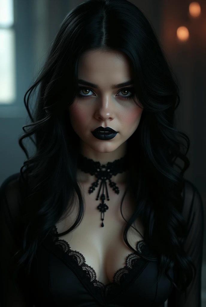 a beautiful dark gothic woman,1girl,dark raven hair,pale skin,intense eyes,full lips,seductive expression,black velvet dress,lace trim,fishnets,leather corset,leather gloves,scarlet and purple accents,occult  symbols,praying, dramatic lighting,dark moody atmosphere,cinematic composition,(best quality,4k,8k,highres,masterpiece:1.2),ultra-detailed,(realistic,photorealistic,photo-realistic:1.37),dark fantasy,gothic,dramatic,chiaroscuro lighting,dramatic,moody,atmospheric