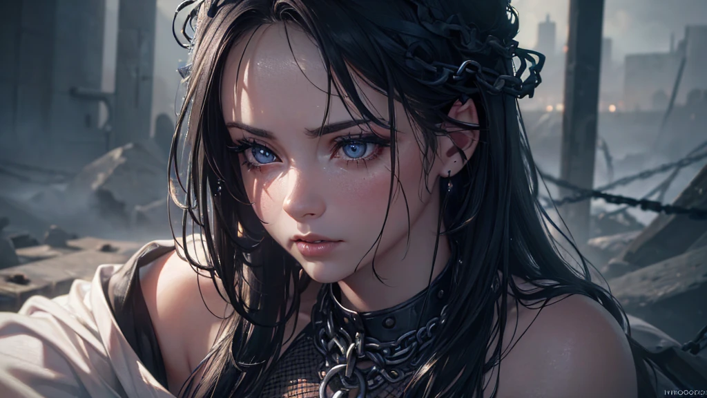(Professional photography of Tifa Lockhart), (highly detailed face:1.4), no close-up, (smile:0.4), (dressed in rough hide, like a primitive human), (background inside dark, moody, private:1.3, naked), steampunk pirate's airship, nikon d850, stock photography, kodak portra 400 film ,camera f1.6 lens, bokeh, analog style, rich colors, hyper realistic, lifelike texture, dramatic lighting, cinestill 800, messy hair, serious, (freckles:0.4), pale skin, cute sexy