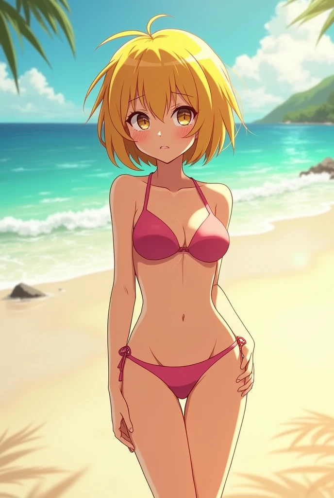 (masterpiece:2.0), (top-quality:2.0), (sitting naked in the park:1.5), (extremely small see-through pink thong bikini:1.5), (super sexypose:1.5), (view from the side:1.5), (blushed face:1.3), (hide chest with hand:1.3), (super thin fabric:1.5), (Spilling boobs:1.4), (realistic:1.5), under the boobs, side boob is visible, naked, 1 little girl, precise small hands, Embarrassed look, Look at me and surprised face, extremely cute girl, innocent face, young face, Clear eyes, Shining eyes, small breast, shoulder is visible, Tummy is visible, cleavage of the breast is visible, stomach is visible, the lower abdomen is visible, The buttocks is visible, The crotch is visible, No pubic hair, dynamic posing, The beautiful skin, ultra-definition, Top resolution, golden hair