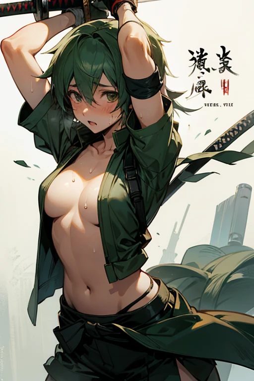 ((masterpiece,Highest quality:1.3)),cowboy shot,,1woman、30-year-old beautiful detective、独奏,(very small head:1.3),green hair,(low ponytail),long hair,blunt bangs,green eyes,gorgeous eyes,tears、anger、open mouth,drooling,medium breasts,(very long body:1.2),(toned body,slender body,skinny),gleaming skin,shiny skin,oily skin,((Injury:1.4)),naked,nipples,navel、vagina,(((A precisely rendered handgun in one hand、Shoot a gun))),(Mechanical tentacles attack a woman)、Inside an abandoned building、rubble、World of Blade Runner、nsfw,