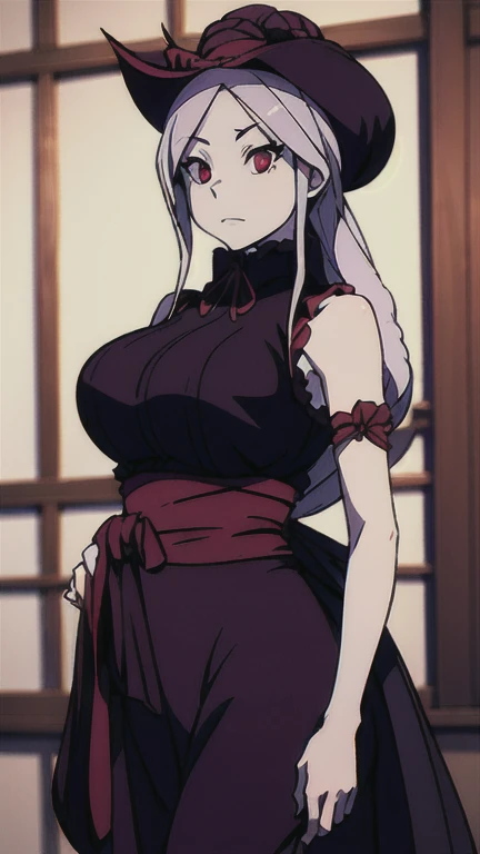 One Demon Girl, looks at the camera, Portrait of a girl, beautiful waist, night, ancient japan, very sexy, grin, fangs обножены,  mouth open, fangs, smile, White hair, erotica, very sexy, beautiful body is completely visible, masterpiece, Best quality, full length (Full body 1.1.), beautiful waist, good feet, high quality, long hair, White hair.  Highly detailed face, depth of field, HDR, very detailed, ray tracing, whole body, dark fantasy, Demon&#39;s tattoo, very beautiful, Beautiful ., 1 girl, solo, I look at the viewer, black hair, hair ornament, jewelry, closed mouth, green eyes, yellow eyes, japanese clothes, kimono, draw up, pomade, slit pupils, Brilliant eyes, wicked, Red lips, hair stick