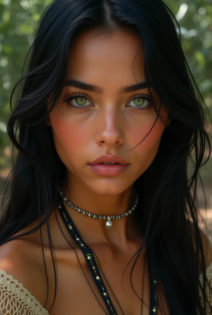 close-up of a European woman, black hair, intense green eyes, Caribbean Sea, natural skin texture, 24mm, 4k textures, soft cinematic light, RAW photo, photorealism, photorealistic, complex, elegant, highly detailed, sharp focus, (((cinematic look)))), soothing tones, insane details, intricate details, hyperdetailed, low contrast, soft cinematic light, low colors, exposure mix, HDR, washed out