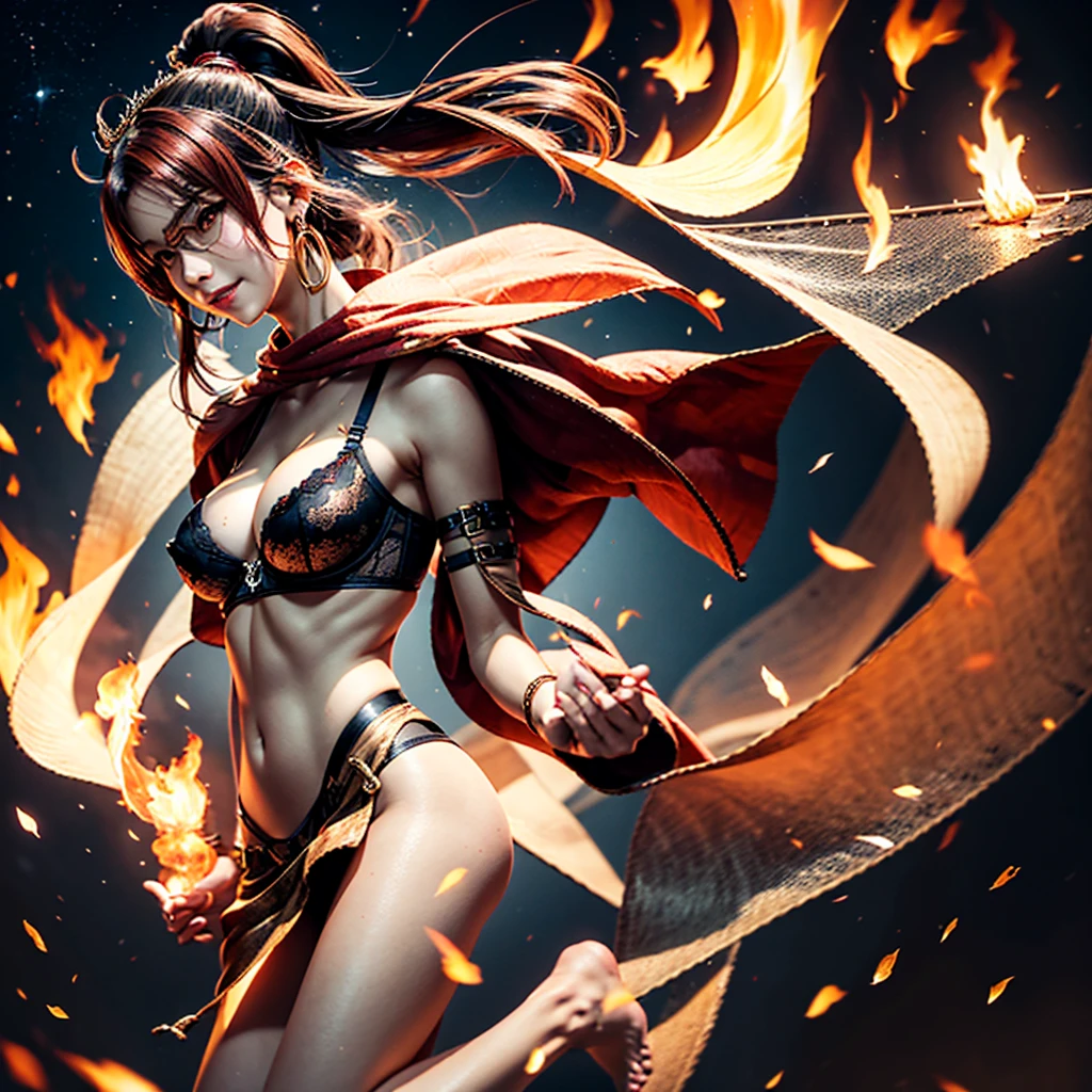 ((Woman creating flames from nipples、Burning dress、Eyes of all colors、A ring of flame emerges on the nipple、Burning sword、Profuse flames all over the body、Flames erupting like wings、mess place, super long shot、looking away))、Cloaks of any color、Areolas do not come out、Nipples do not come out、Bras of any color、Boobs of all sizes、The woman has inflammation in the crotch、Flames protrude from her panties、Flames up to the thighs、Quite a lot of flames、Do not arrange the flame、Panties of any color、Nipples with your fingertips、Crotch with fingertips、Flames at your fingertips、Don't open your knees wide、Blushing、squinted、Thin laughter、Not a、Any hairstyle、Every angle、Any Pose、There is also a crouching pose、There is also an open-legged pose.、Modern ruins