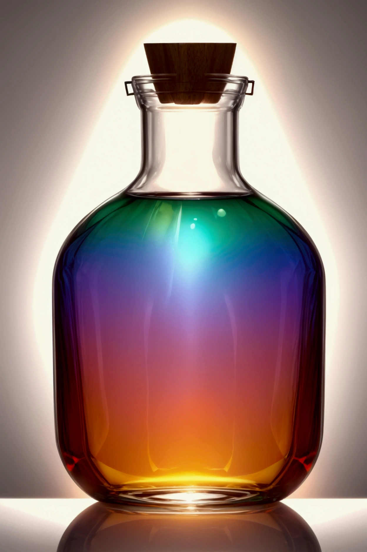 In the light refraction experiment、A glass bottle with a colorful gradient