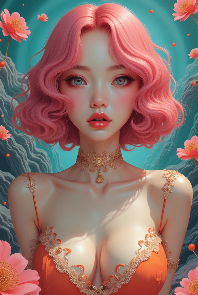 Goddess of artificial intelligence, James jean, annie liebowitz, anime, studio ghibli, beautiful androgynous humanoid velvet worm Hallucigenia, pink-pigmented skin, long purple hair, pastel skin, muted blues, muted colors of pink skin, mix neon highlights full body, masmer izing, Photorealistic, Anamorphic lenses, everything in sharp focus, film, sharp focus, polymer, pastel, ternary, dreamcore landsacape --ar 4:5 --style raw 50 --s 2