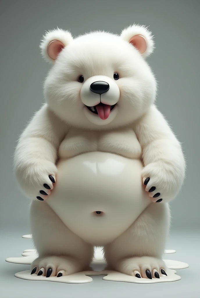 Fat IceBear big Belly and Large Body and his Big chunky body, he's Butt is Bigger and his Butthole is Bigger, he's on the Toilet, and his Fur is Glowing blue