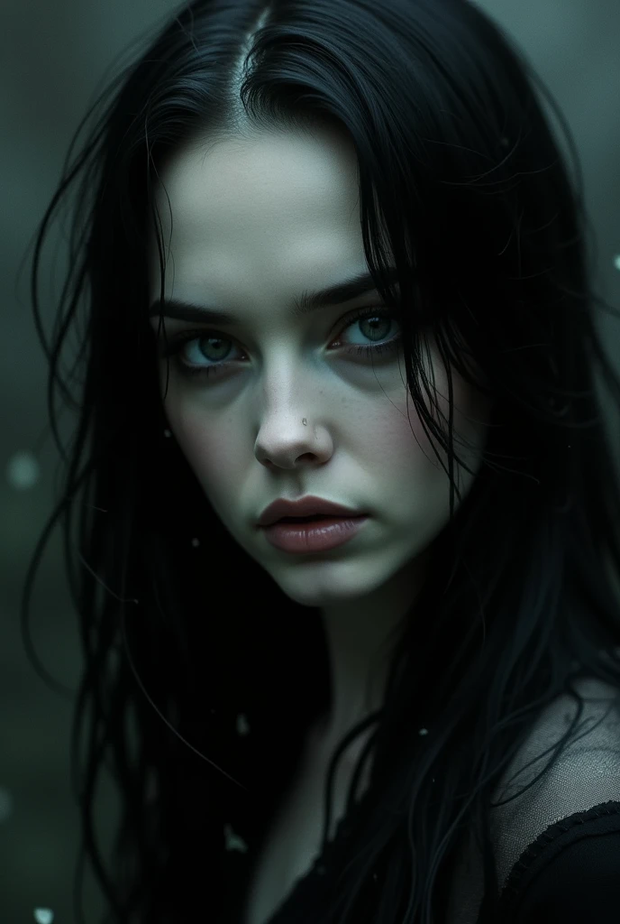 realistic gothic digital art portrait with water