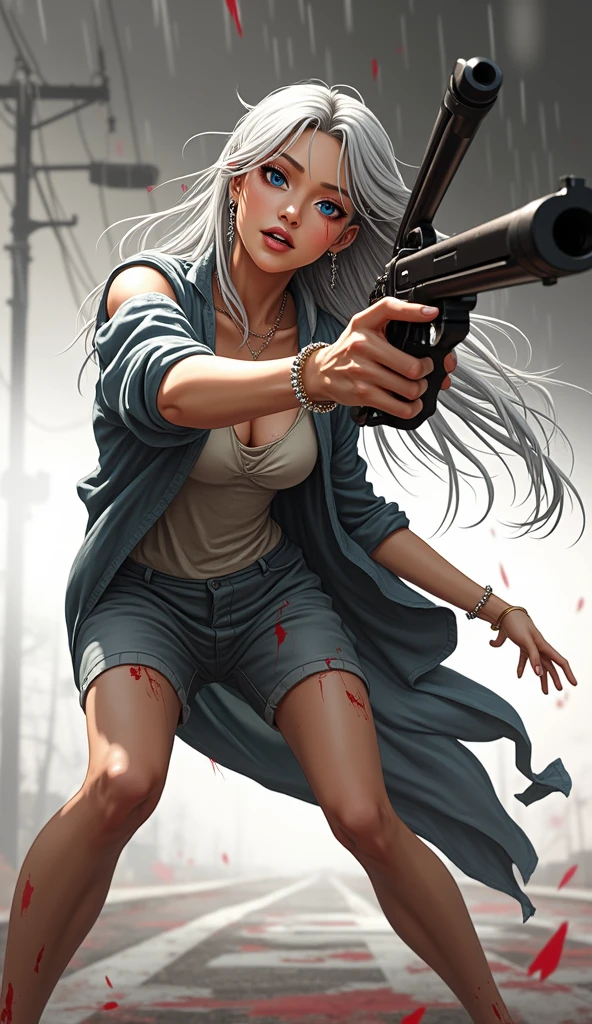 best image quality, masterpiece, super high resolution, (fidelity:1.4), photo, 1 girl, white shirt, torn jeans, white sneakers, dim, darkness, despair, pity, poor, movie, tears, teardrops, (torn clothes:1.5), (wet clothes:1.4), bare shoulders, real rain, wet hair,..
