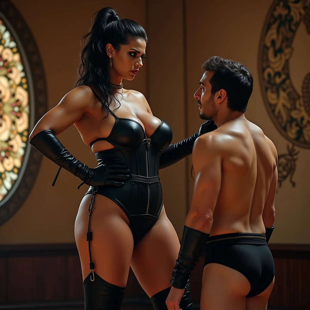 (masterpiece:1.4), (best quality:1.4), (high resolution:1.4), (masterpiece, best quality, high resolution:1.4), photo of a man fucking in the ass a nun, she is also a cop, sci-fi world, desk, (( cumshot moment, bettie is having a really pleausure orgasm,he grinds his teeth in pain, she is feeling hard pain,)) (( grey silk gloves)) (( he is grabbing strongly from behind Monica's ponytail hair)) (( the photo is from her side)) (( she clenching her fists in pain )
