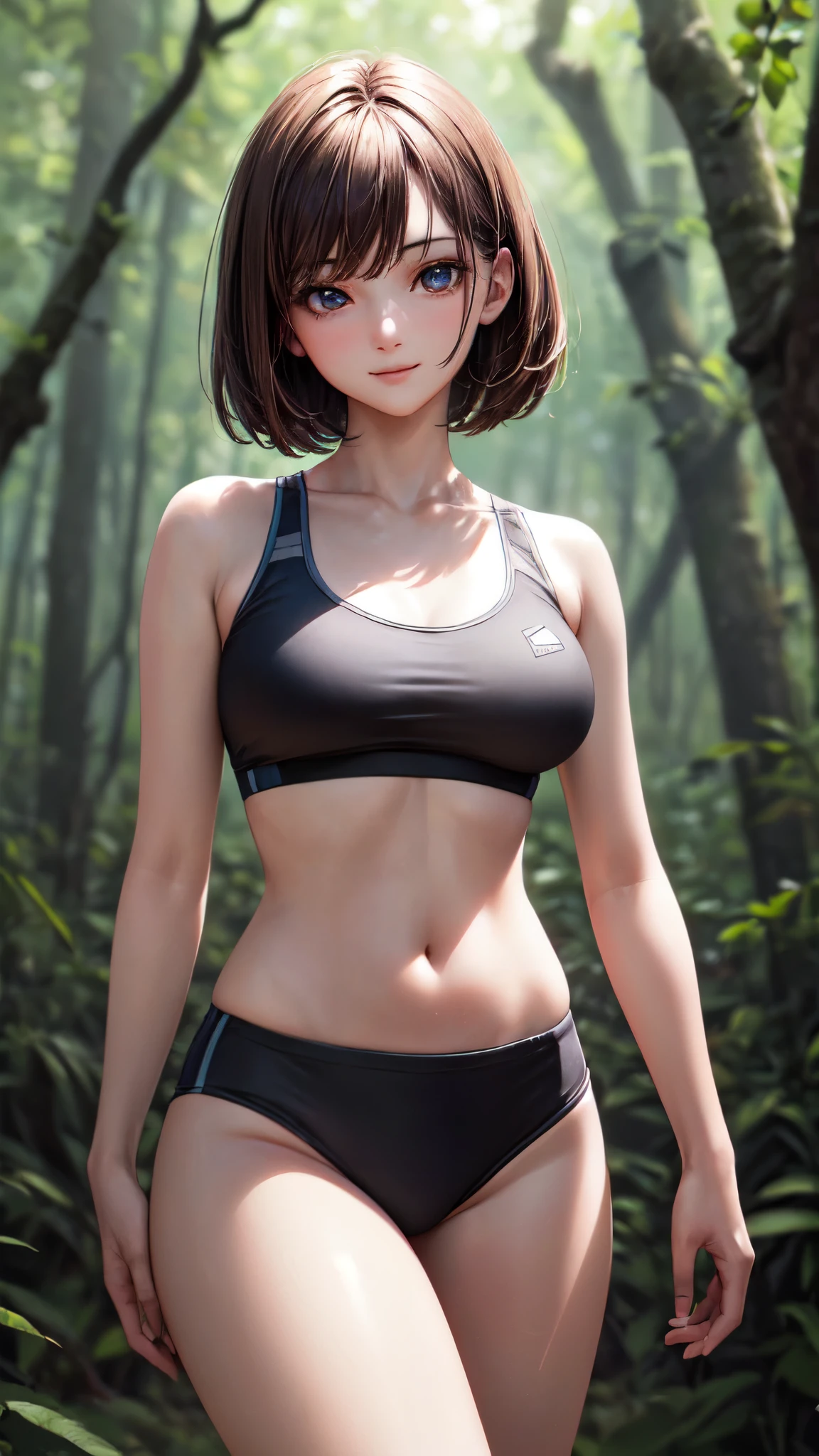 gorgeous woman ("Wilma Flintstone"), (Without clothing), gentle face, delicate hands, perfect large breasts, wide hips, white country toga, in the Jurassic forest, spread your legs, spread your legs, show me your perfect vulva
