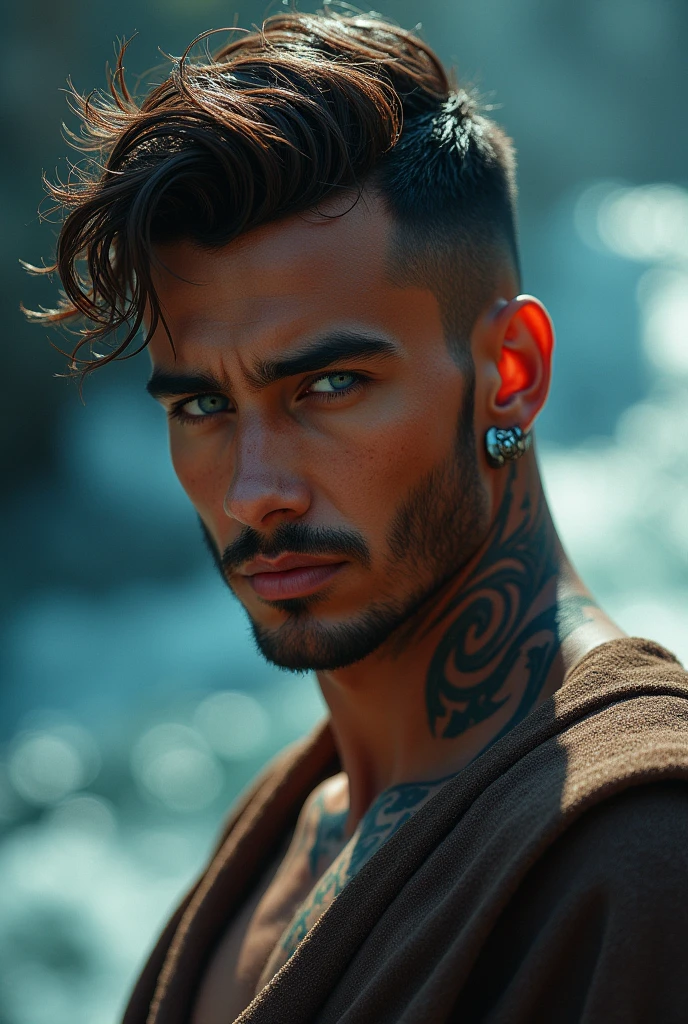 ~*~Breathtaking~*~ Cinematic realistic close-up shot in a movie scene, vibrant and highly detailed cores presented in cinemascope, creating a moody atmosphere. head close-up, front camera, handsome man, ritualistic (neck tattoo: 1.3), (incredibly detailed: 1.5), ((Alone)), Illustrated, hand-drawn, full-color movie poster of a masculine man, 28 years old, ruddy skin, stocky physique, soft belly, slightly chubby, deep brown eyes, wide bulbous nose, full lips, black hair, curly hair, eyebrows thick and bushy, extremely hairy chest, stomach and arms, lots of body hair, hard shadows, graphite shading, stencil markings, airbrushed acrylic paint, masterpiece,muscular man, in underwear, ((full body: 1.7)), (short black hair: 1.1), (muscular), by Jeremy Mann, by Sandra Chevier, by maciej kuciara, smoke and shadow, night, Sharp, ((Perfect body)), realistic, real shadow, 3d, ((full body)), ((dark and gloomy universe)), (by Michelangelo), glamorous photo of man (close up: 1.5), 1 man, chubby man with chest and arm tattoos, fantasy male portrait, beautiful realistic full body part, tattooed man, shirtless :: high detail, blessed waters wlop style, ma demon fit, hyperrealistic rendering, photorealistic art style, hyperrealistic 3D rendering, detailed full body part, man artstation aesthetic, realistic face and body, photographed by famous photographer in CANON 5D MARK, detailed skin with all raw details - ar 4:6 --q 2 - -s 750 --v 58k, 4k, by the sea in complete darkness and appears alone. , (ruined: 1.5), (best quality: 1.5), (masterpiece: 1.5), (best quality, 4k, 8k, high resolution, masterpiece: 1, 2), ultra detailed , (realistic, photorealistic, photorealistic: 1.37) , colorful, brushstrokes, sculptural quality, man, man, 30s, ((perfect face, ((male face)), (fantastic:1, 5), (best quality :1.5),((whole body:2.2))