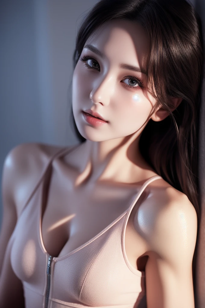 Beautiful girl with realistic black eyes, Pale skin, Glossy pink lips, Medium length black hair, Perfect Face, Perfect Eyes, Wearing a coat, (((((Upper body photo))))), Advanced Details, Overall Movie, Digital Painting, 8k, Cinematic Lighting, Highest quality, High resolution, Detailed work, Post-processing, Perfect results, Ultra-realistic