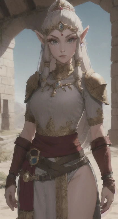full body, 1girl in, age25, Solo, Long hair, Colossal tits, Looking at Viewer, blondehair, Bare shoulders, Brown eyes, jewely, Full body, a necklace, brown leather bikini, high-heeled shoes, Realistic, A sexy, in white wall