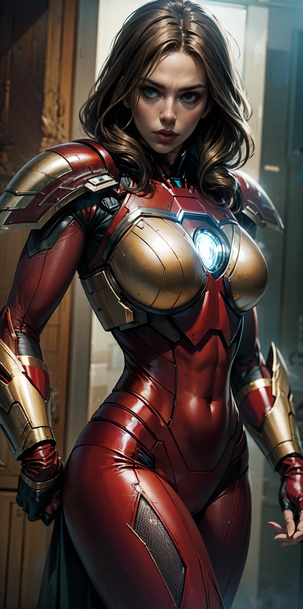 Scarlett Johansson in Iron Man armor: Mark XLIX Rescue Armor, Detailed costume design