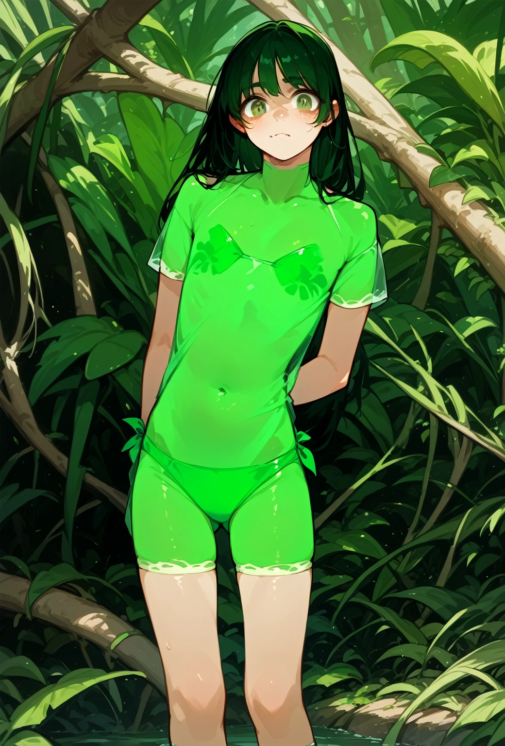 Anime style beter quality possible, young nude  woman japonese naked in towel in flower fields with open legs, dogstyle position she has small black hair, perfect breasts and huge nipples, hairy pubic area pussy, angelical face, sensual look and sensual smile