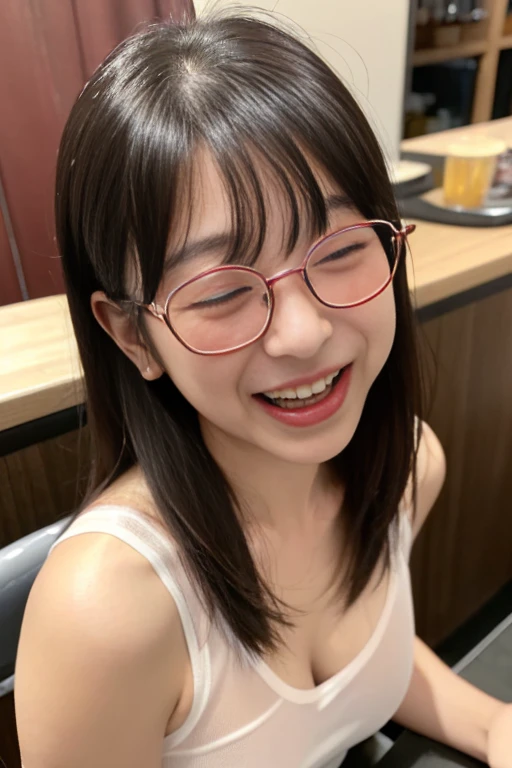 (highest quality, 8k, 32k, masterpiece, Hmm.: 1.2), Japanese women,38 years old、(Standard body type)、(She is wearing a black rubber bunny ear headband.。.:1.5)、 (D cup breasts)、 (Drooling:1.8), (Stand and spread your arms horizontally:1.5), (Shiny, The silver latex suit is wet), short hair,( Open your eyes to watch the viewer:1.3), Latex gloves, Red lipstick, room、(Drunk:1.3)、(I was happy:1.8)、(Laughing with your mouth open:1.8)、(laughing out loud:1.5)、(I am overjoyed:1.8)Futanari、A large, long rod grows upward from the pubic bone.