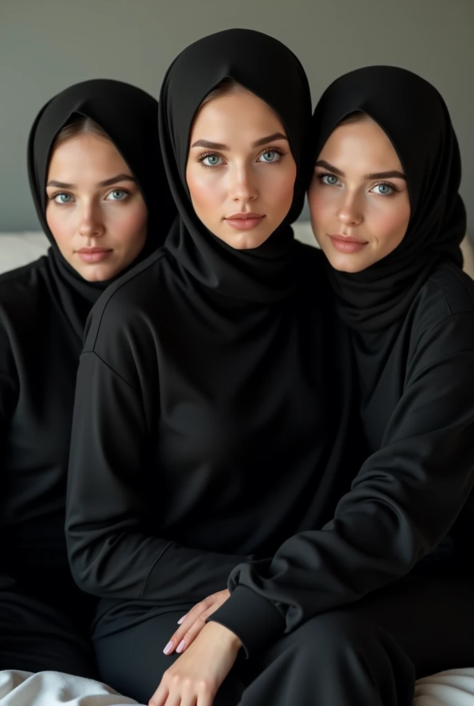 (photorealism:1.2),3 beautiful women wearing niqab, footjob, ebony somali and arab, bare feet, licking eachothers feet, sucking toes, foot fetish, porn, looking into camera, sexy feet, toes, feet licking, sexy eyes, ebony skin, arab skin, somali, 1 beautiful woman with niqab giving blowjob, laying down, full body shot, playing with eachother, 1 iranian woman in hijab showing ass