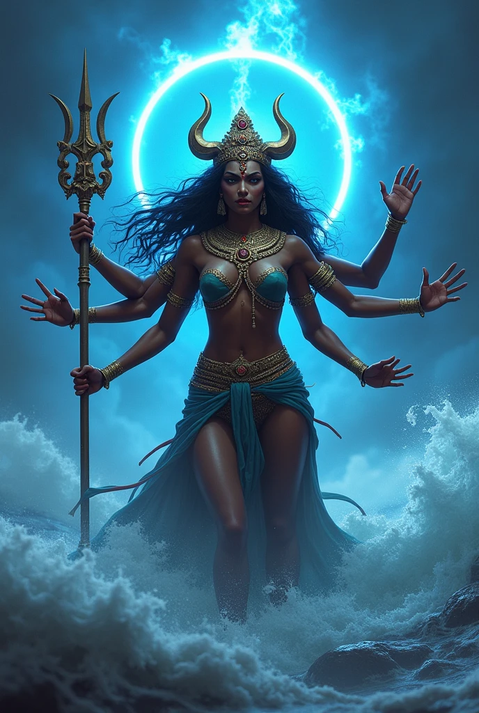 In this ultra HD, 32k photorealistic image, a striking statuette of a black woman takes center stage. She is adorned with intricately woven Africa-inspired beads and attire, embodying the rich cultural heritage of the continent. The statue kneels gracefully near the ocean's edge, with the water reaching up to its base. The scene is illuminated by cinematic lighting, casting long, dramatic shadows.
The tranquil ocean water is alive with low light prisms that pierce through, reflecting off the woman's beads and creating a mesmerizing spectacle. Waves gently lap against the shore, and the rip
