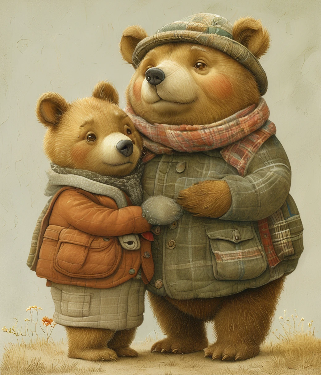 style of Kestutis Kasparavicius, (cute, chubby, male, bear), hires textures, highly detailed, intricate details, best quality, masterpiece