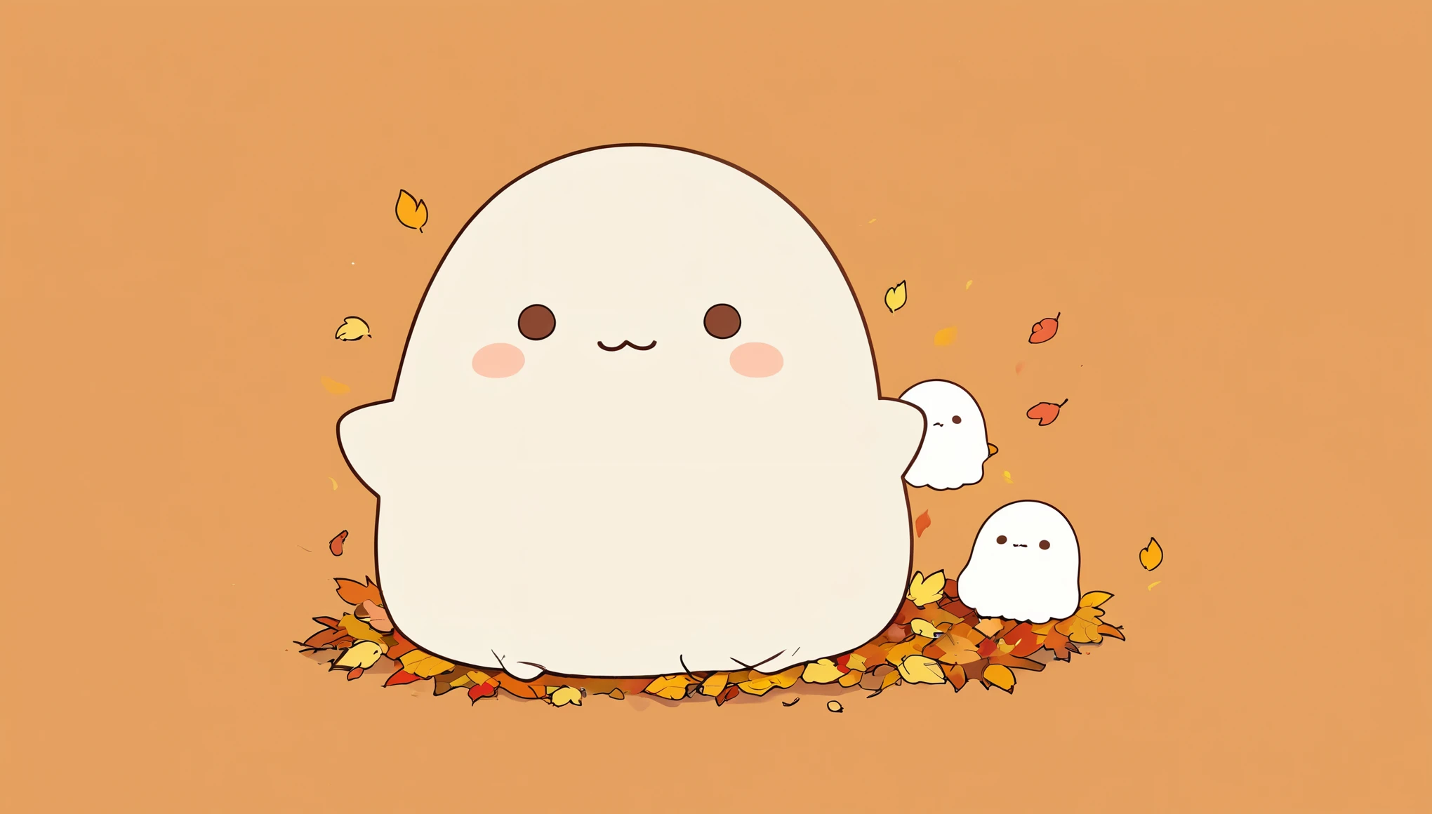 Draw a ghost in the style of Sumikkogurashi, Minimalist ,Autumn