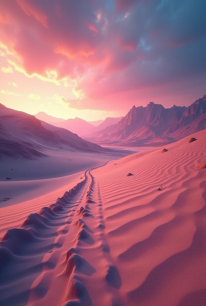 Desert landscape photography using gradient filters of gradient mirage: illusion of luminous flux, with harsh, directional sunlight illuminating the shimmering desert landscapes, creating a hypnotic and contemplative hallucinatory, ethereal, and illusory gradient mirage, from a wide-angle perspective in a surrealist, impressionist style, representing a journey through a dreamlike desert realm, where the lines between reality and perception blur, and the viewer is left to question the nature of their own experience, captured with landscape photography and gradient filters