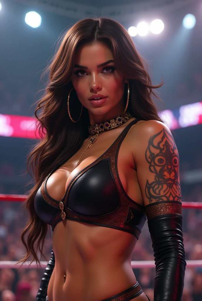 Sexy wrestler big tits ring logo wwe