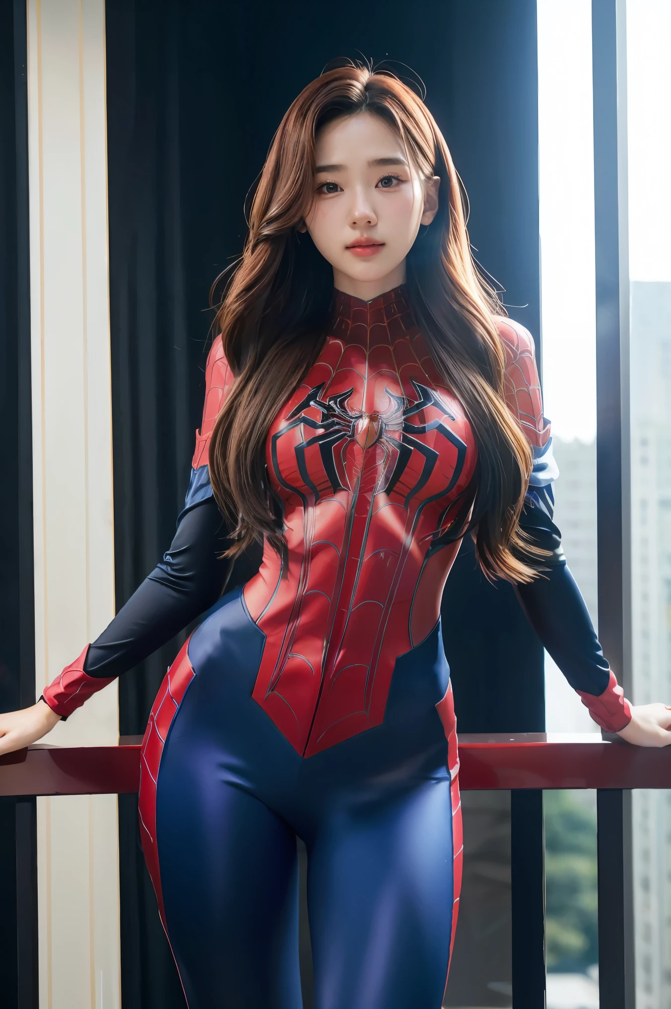 1girl, masterpiece, high resolution, spiderwoman suit,
