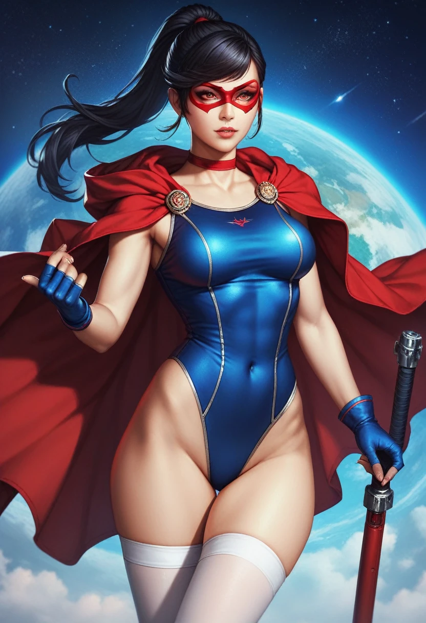 concept art, sailornoon, overhead angle of a Will-o'-the-wisp, wearing red cape swaying with the wind, massive breast, wide hips, Caramel hair styled and short hair, fluorescent purple Hair tie, equirectangular 360, Highres,  [(art by Willi Baumeister:1.1), (art by John T. Biggers:1.2)::17], official art, unity 8k wallpaper, ultra detailed, aesthetic, masterpiece, best quality, photorealistic, fantastic background, out of this world scenery