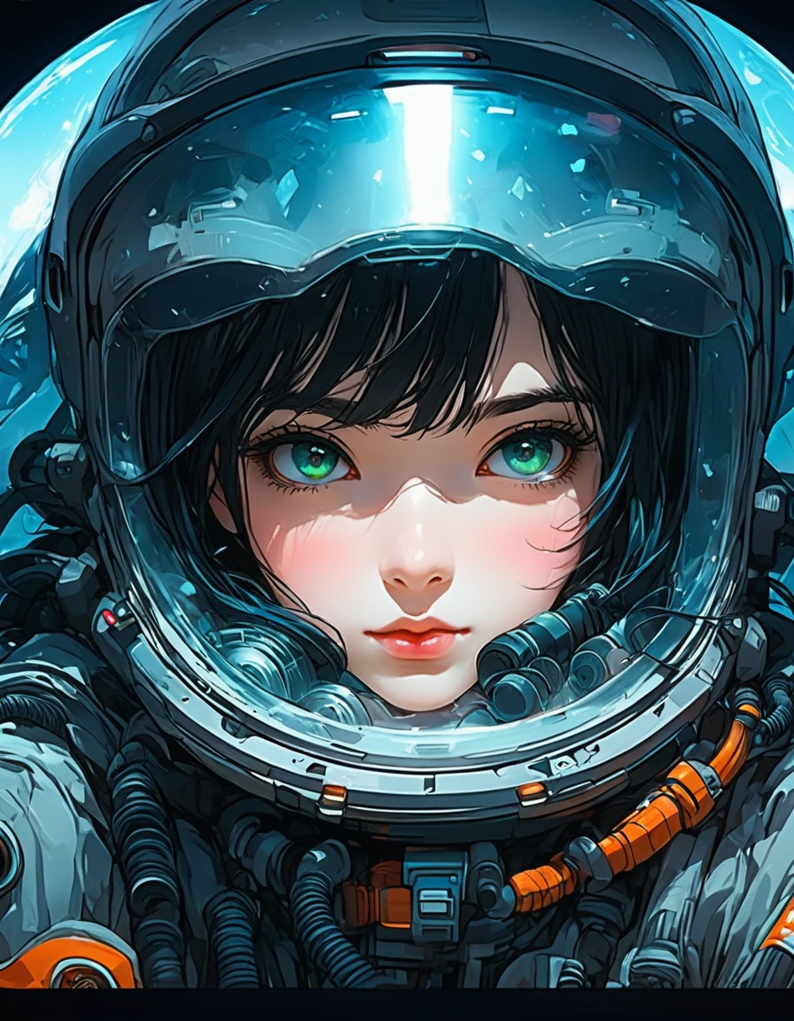 anime girl in futuristic cockpit black hair (detailed eyes) (detailed lips) ((best quality))