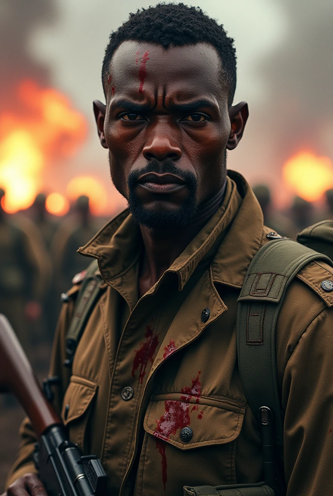 African protestor SDXL wearing torn clothes and faces are dirty from battle. weapons slung over shoulders, in a messed up city street , professionally color graded, professional photography, well drawn, masterpiece, hyper realistic, ultra detailed, high quality, best quality, 4k, 8k, hi resolution, ((NSFW、realistic)),