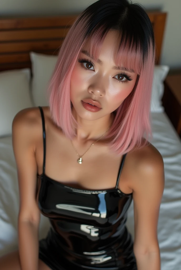 The woman is a very beautiful Western 18 yo ballerina, Sexy super shiny skin tight fluorescent holographic cyberpunk suit:1.3 ,Sexy face,lip gloss,0pen, tongue, mouth open, ahegao,teeth, skinny and muscular, visible collarbone, choker, naughty smile,cameltoe,Sexy Pose, (long rainbow colored hair), multicolored streaked hair,small firm breasts,professional lighting,Cinematic Light,(masterpiece,top-quality,Ultra-high resolution output image) , kneeling, worshiping her master, waruochi, pleeding eyes, pleeding, open mouth, ahegao, skimpy, arms behind head, bdsm slave, legs spread