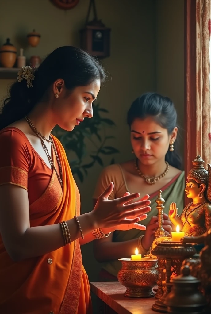 A lady in a pooja store