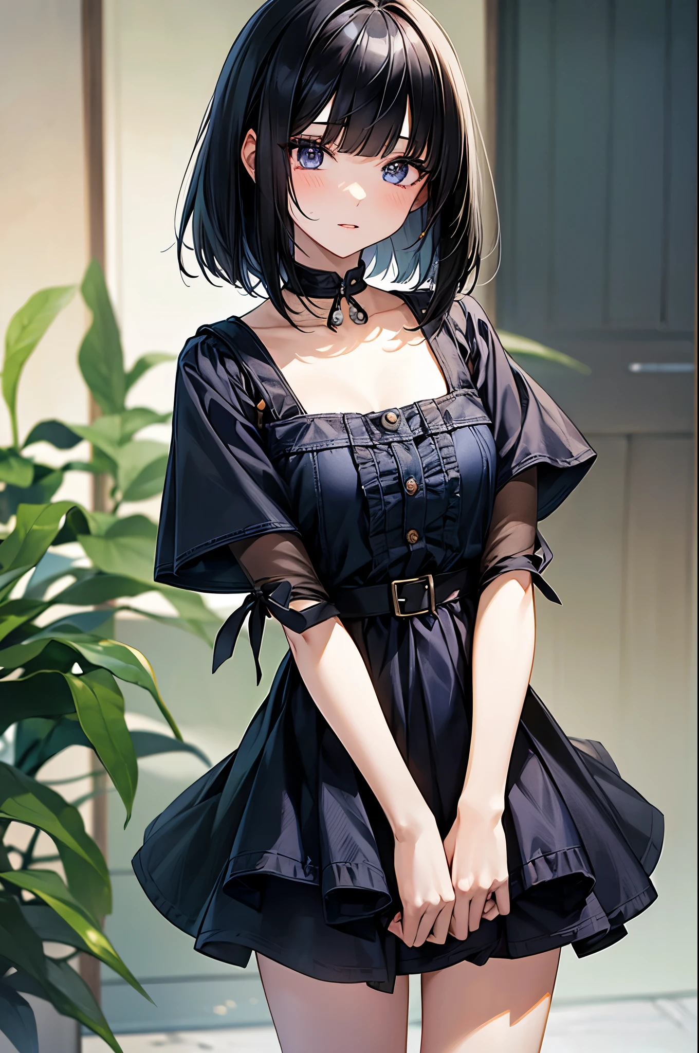 High resolution, masterpiece, ruka sarashina, short hair, Black Hair, (alone), One person, cute, interior, Detailed eyes, (Iris)