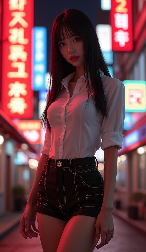 Best quality, masterpiece, ultra high res, (photorealistic:1.4), raw photo, (perfect body shape), (slim:1.2), dynamic pose, 1girl, (full figure:0.9), solo, big breasts, sagging breasts, school uniform, plaid mini skirt, in the dark, night, on the street, deep shadow, low key, cold light 12000K, (ahegao:1.5)