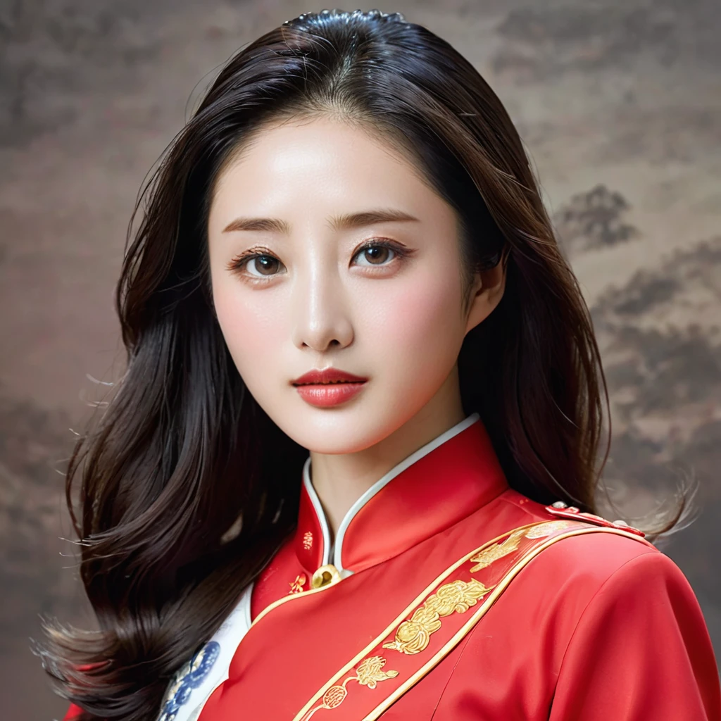 ((Highest quality)), ((masterpiece)), (detailed), （Perfect Face）、The woman is Satomi Ishihara, with black hair and wearing a red Communist uniform, who has become a member of the Chinese Communist Party, a woman for China, and pledges loyalty to the country.、Women will become great patriots who love China and are proud to serve it.、The women, together with the patriots, are singing the praises of great China with perfect harmony and showing their loyalty to their beloved President.、She has become a wonderful Chinese woman, willing to follow any order from the Communist Party.