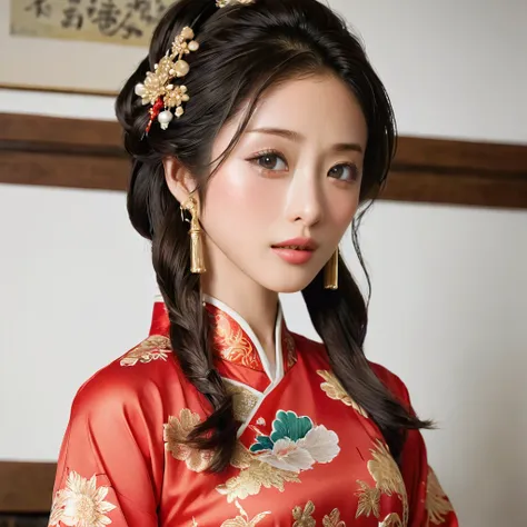 ((highest quality)), ((masterpiece)), (detailed), （perfect face）、the woman is satomi ishihara, with black hair, large breasts an...