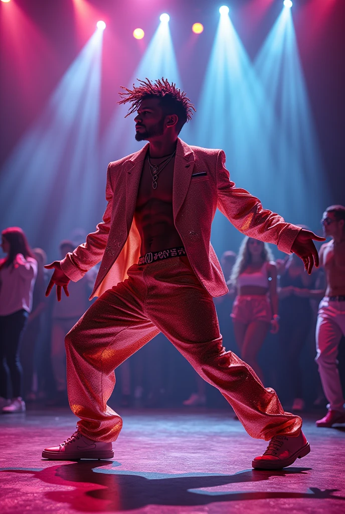 there is a man standing in a room with a blue light, inspired by Gustave Boulanger, still from a music video, music video, slide show, nighttime, inspired by Nan Goldin, profile shot, inspired by Randy Vargas, promo image, performing on stage, taken with sony alpha 9, taken in the night, taken in 2 0 2 0, wax figure