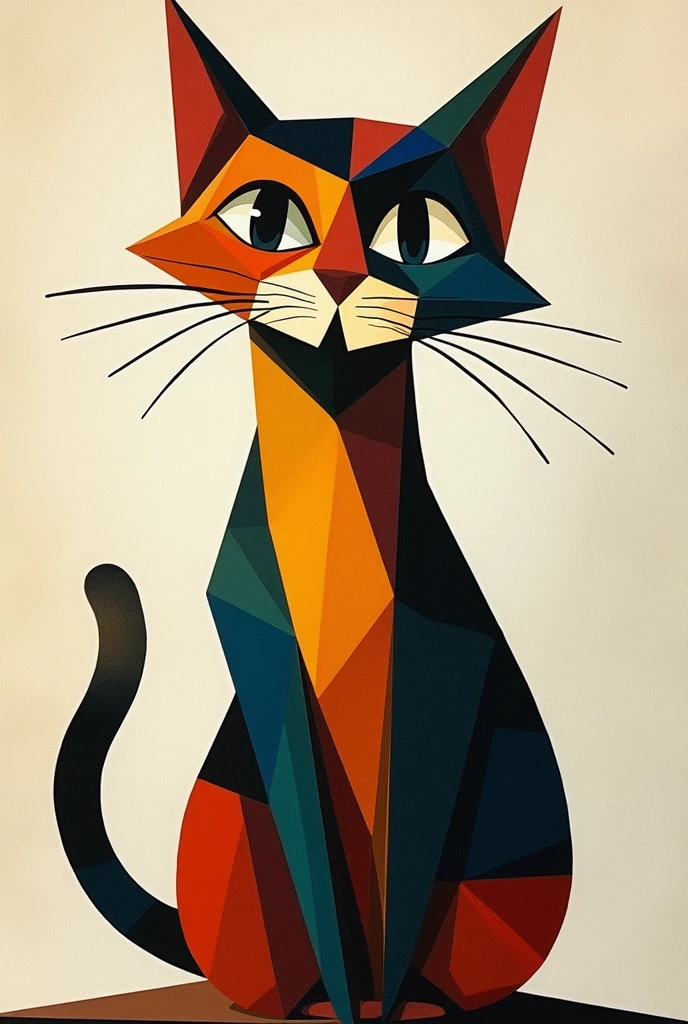 Create a cubism cat art easy