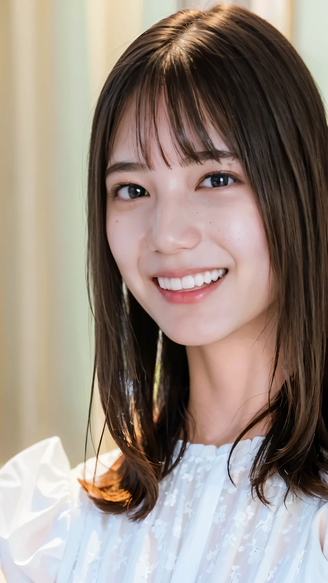 Blouse Clothing:2.55, Everything modern:1.66, Cute Japanese Women Photos, ((smile:1.78)), 20-year-old, oil, One Length Hair＆Hair straightening balm:1.55, (photo Realistic:1.4), (hyper Realistic:1.4), (Realistic:1.3), (Smoother lighting:1.05), (Improving the quality of cinema lighting:0.9), 32K, 1 person,20-year-oldの, Realistic lighting, Backlight, The light shines on your face, Ray Tracing, (Bright light:1.2), (Improvement of quality:1.4), (Highest quality Realistic textured skin:1.4), fine grain, Detailed face,(smile:0), (Emphasis on face close-up:1.3), (Enhances the beauty of skin texture:1.1),((Extremely precise and accurate anatomy:1.0)), (Enhances the beauty of skin texture:1.1), Clean and glowing skin, mesh, thin:1.2, (Realistic:1.3), Realisticなライティング, (Smoother lighting:1.05), 32K, One Japanese woman, fine grain, Detailed face, (Film Grain:1.1),(Accentuates body lines:1.1), High resolution, Natural look, Kind eyes, Improves hair quality, Delicate light and shadow, Transparent muscles, Graceful pose, Beautiful Eyes, Sharp details, Soft light reflection, Beautiful contours, Delicate skin tone, Fine hair texture,Cute Japanese Women Photos,