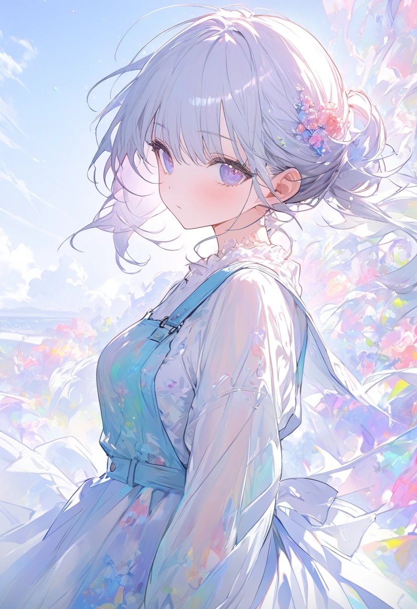 (((Simple configuration)))、(((The background is a white wall:1.2)))、One Girl、Perfect Anatomy、絵のようにbeautiful、sketch、Very delicate、Cloud-like wall、、Floral、Delicate depiction、Abstract、Bright colors overall、Gentle color、Taisho Romance、(masterpiece、Highest quality、Highest quality、Official Art、beautiful, beautiful:1.2)、