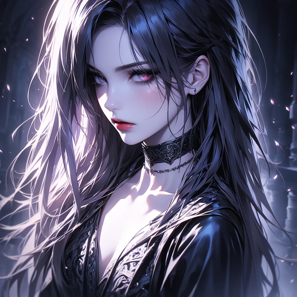 um close up de uma mulher com longos cabelos brancos e um top preto, com longos cabelos brancos, com cabelos longos brancos, Tifa Lockhart com cabelos brancos, cabelos brancos, divindade de cabelos brancos, menina perfeita de cabelos brancos, menina com cabelo branco, senhora de cabelos brancos, arte detalhada do personagem de anime, por Yang J, 1 7 - year - old anime goth girl