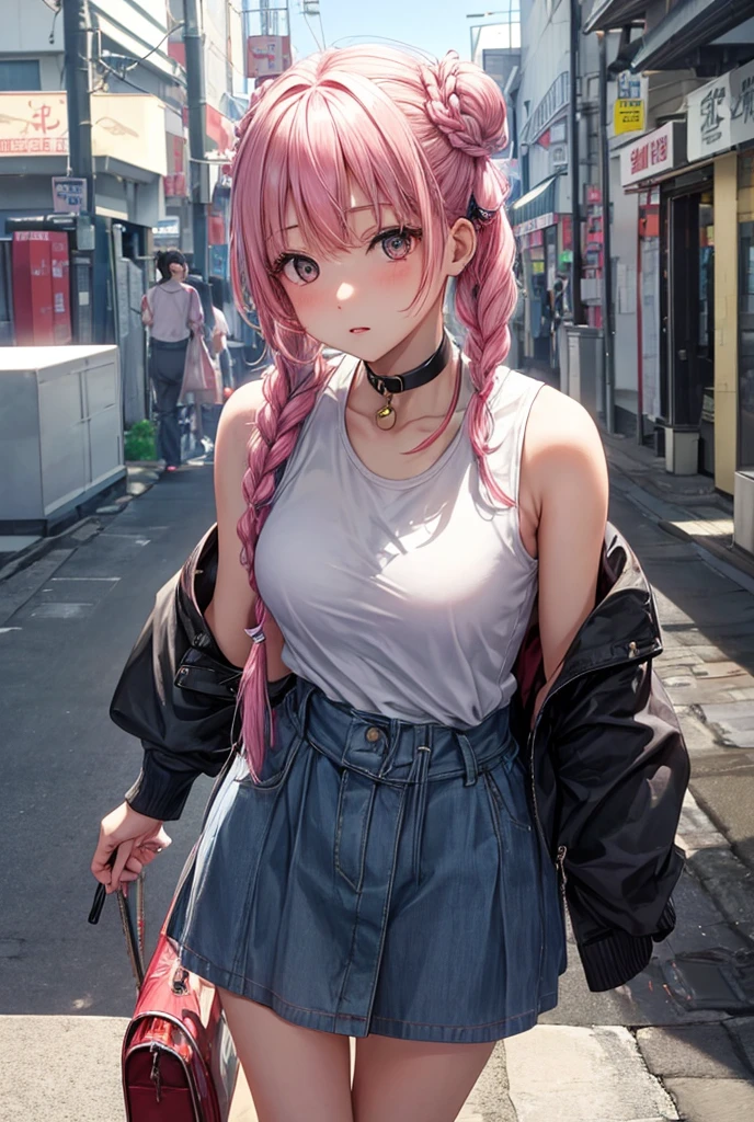 (Breast squeeze:1.3), Head tilt, Looking at Viewer break, girl, 25 I, Office Lady, ,Huge breasts, (lip stick:1), Half-closed eyes, Smile, Parted lips,,1 beautiful girl, Solo,(Cute:1.5),(Chibi:0.8), (kawaii:1.5),(Lori:0.5), BREAK, (girl, Cute, Cheerful, Loli face, medium breasts, Chest gap Hanging chest:1.2),(Pink hair,disheveled short twin tails,tareme,Gold eyes:1.2), gleaming skin, (Doya face:1.1),Stuffed rabbit,BREAK, (Jacket, White collared shirt, Long sleeves), Heart-themed accessories, Sandals, (Black rabbit ear headband:1.0), BREAK,wakame,wakame,wakame,(Angle from below:1.25),(plein air:1.1),(building,Red brick wall:1.3),(city,Cityscape:1.2),BREAK,(masutepiece, Best Quality, Highly detailed, Super Detail Art, High resolution, absurderes, 4K, 8K:1.2),(Official art, incredibly fine illustration, extremely details CG, Detailed background, Professional Lighting,Standing, Perfect hands, Detailed shiny skin, detailed hairs, Detailed eyes),(Highly detailed CG Unity 8k wallpaper),(Best Quality),(Super Detail),(Best Illustration),(Best Shadow),POV,Realistic lighting and shading,Natural light,Lens flare effect, BREAK,
