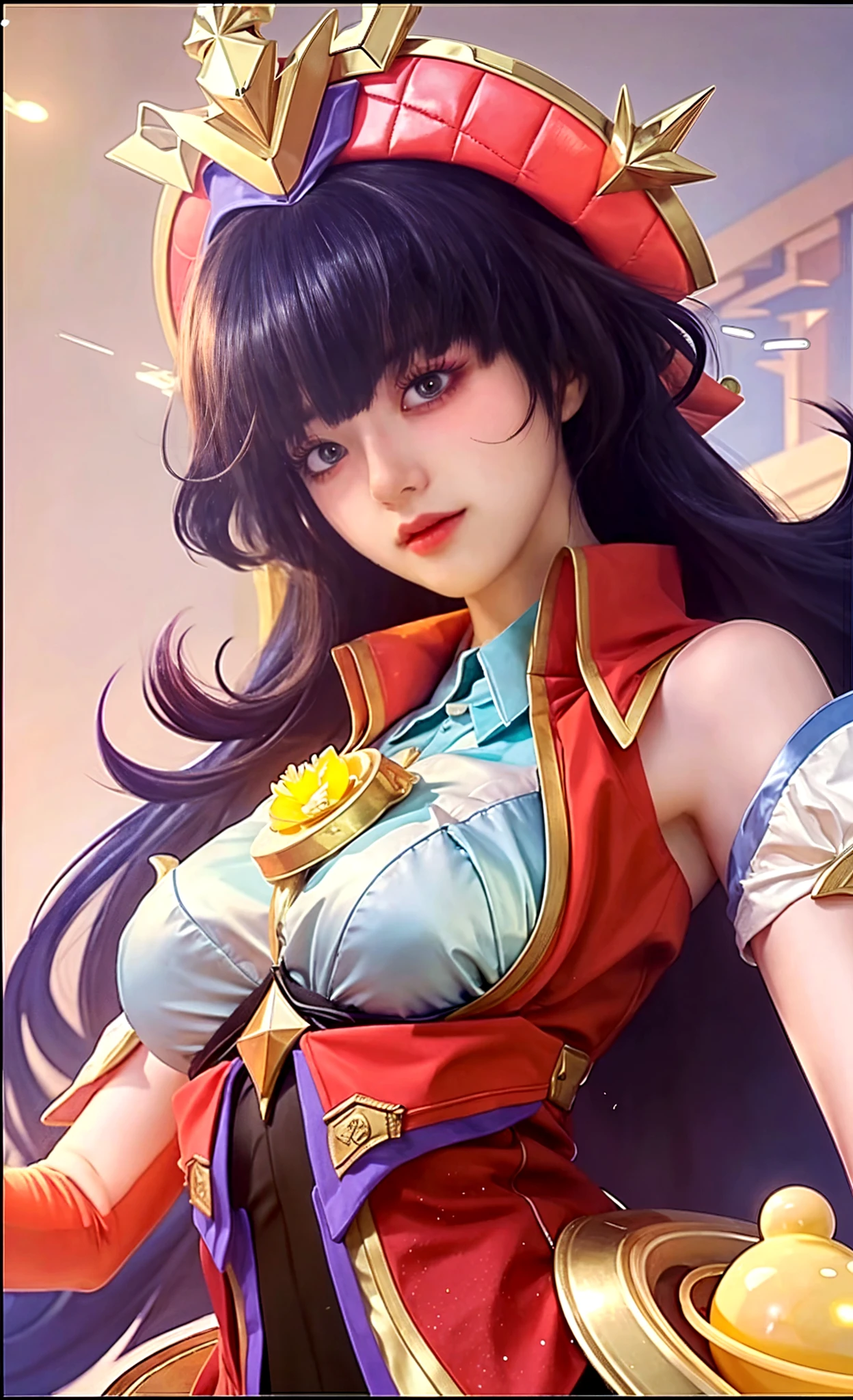 "20 years old cheerful Fubuki is a real masterpiece with feminine beauty, solo, perfect anatomy. Olpntng style, colorful rainbow, black samurai outfit, clean design, epic Instagram, artstation, full full of color paint streaks, circles, contours When you look at her Beautiful eyes you will clearly see every little detail and perfect lines, every detail on the skin is beautiful in 8K quality. Mesmerized by the confidence that radiates from every glance. His head has black hair and his face has been meticulously painted in every detail with 8K image quality."