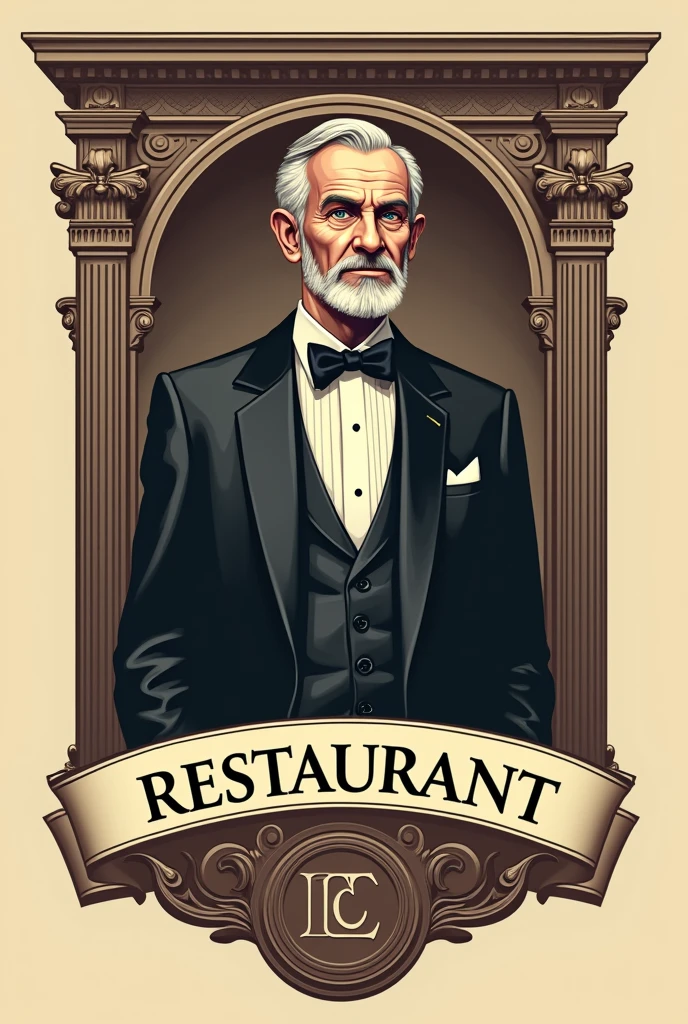 1old man, waiter ,full full body,