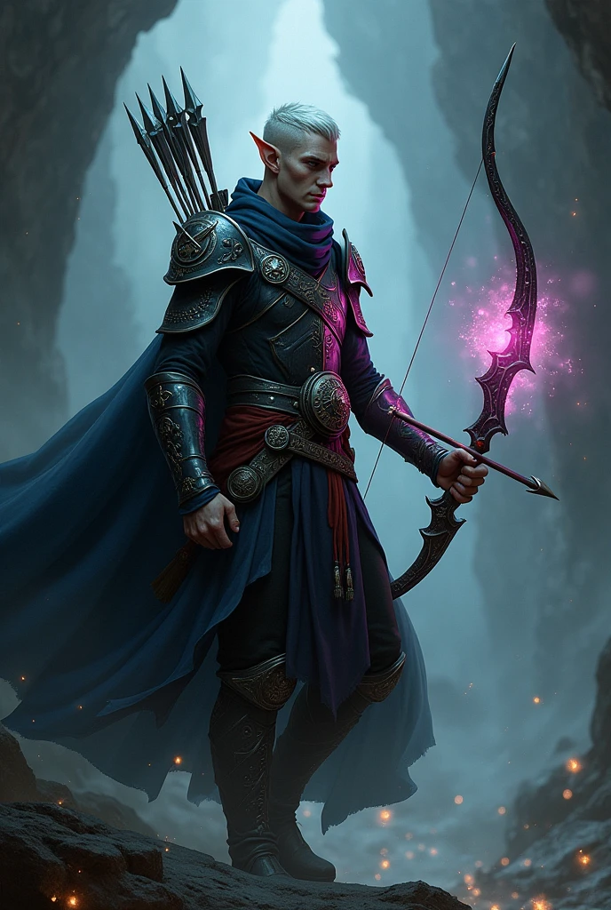 githyanki, solo, single person, bald head, spiky earrings, handsome, male, smirking, white chain mail armor, flail, shield, ((masterpiece, best quality)), art by greg rutkowski, artwork trending on artstation